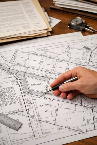 Property easements shown on a recorded survey map during a land records review