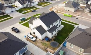 Aerial view of Utah homes and streets for a subdivision survey and lot split